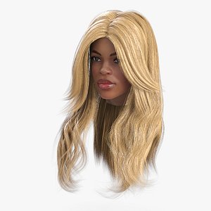 3D Head of Black Woman with Brown Hair