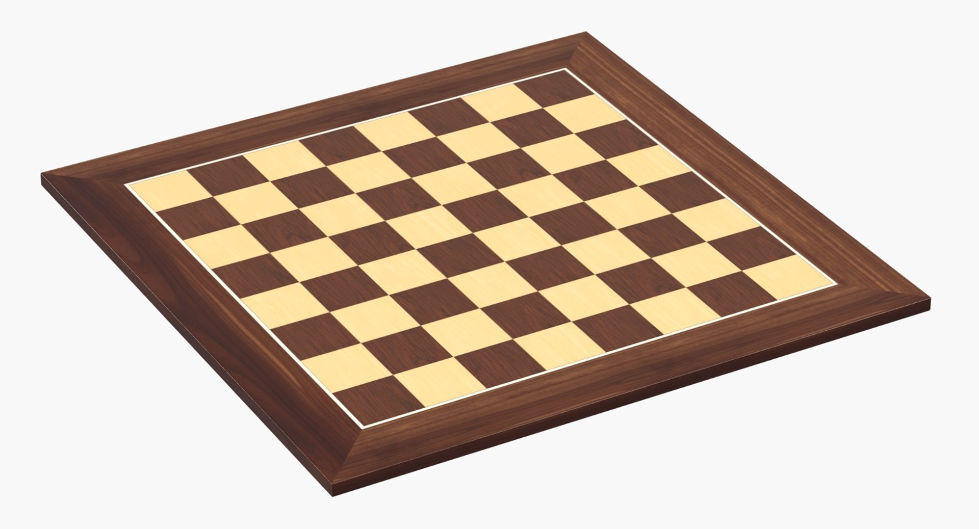 Wooden Chess Board 3D model preview