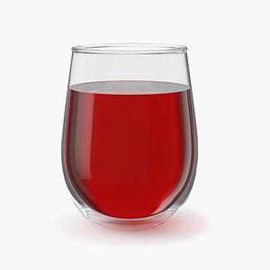 3D Glass Tumbler with Red Wine model