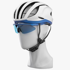3D Bicycle Helmet with Glasses on a Mannequin model