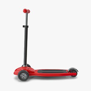 3D Red Push Scooter model