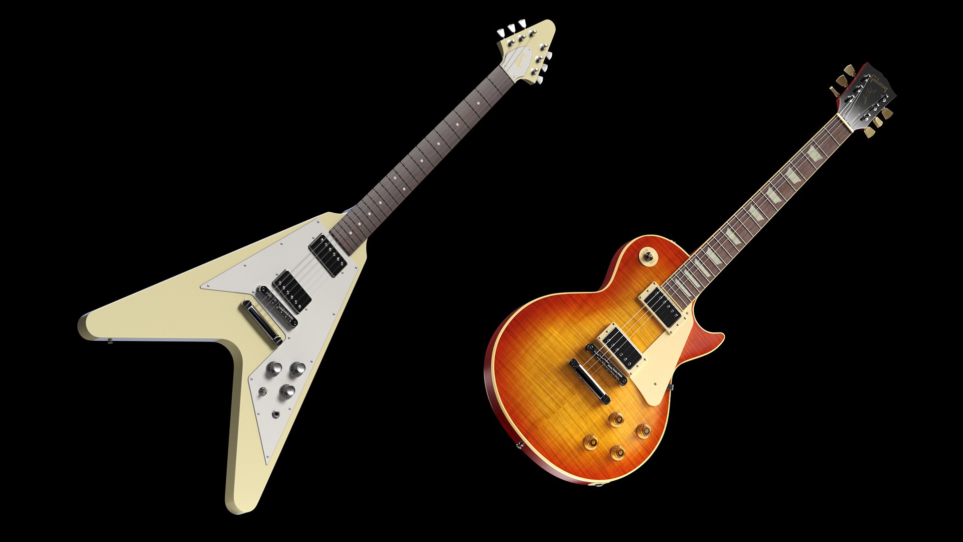 2 Gibson Electric Guitars 3D model https://p.turbosquid.com/ts-thumb/YC/1nrldV/oI/2gibsons2b/jpg/1766856332/1920x1080/fit_q87/cb3f9e2254998b23b6d98b6b4090c44c13530d46/2gibsons2b.jpg