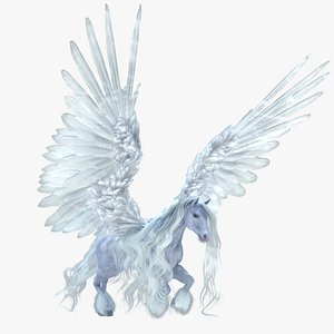 Pegasus Winged White Rigged Horse 3D model
