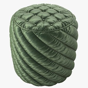 3D Green Tufted Footstool