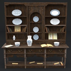 antique dresser buffet 3D model