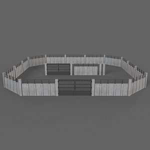 PBR Gate and Wall 5 3D model