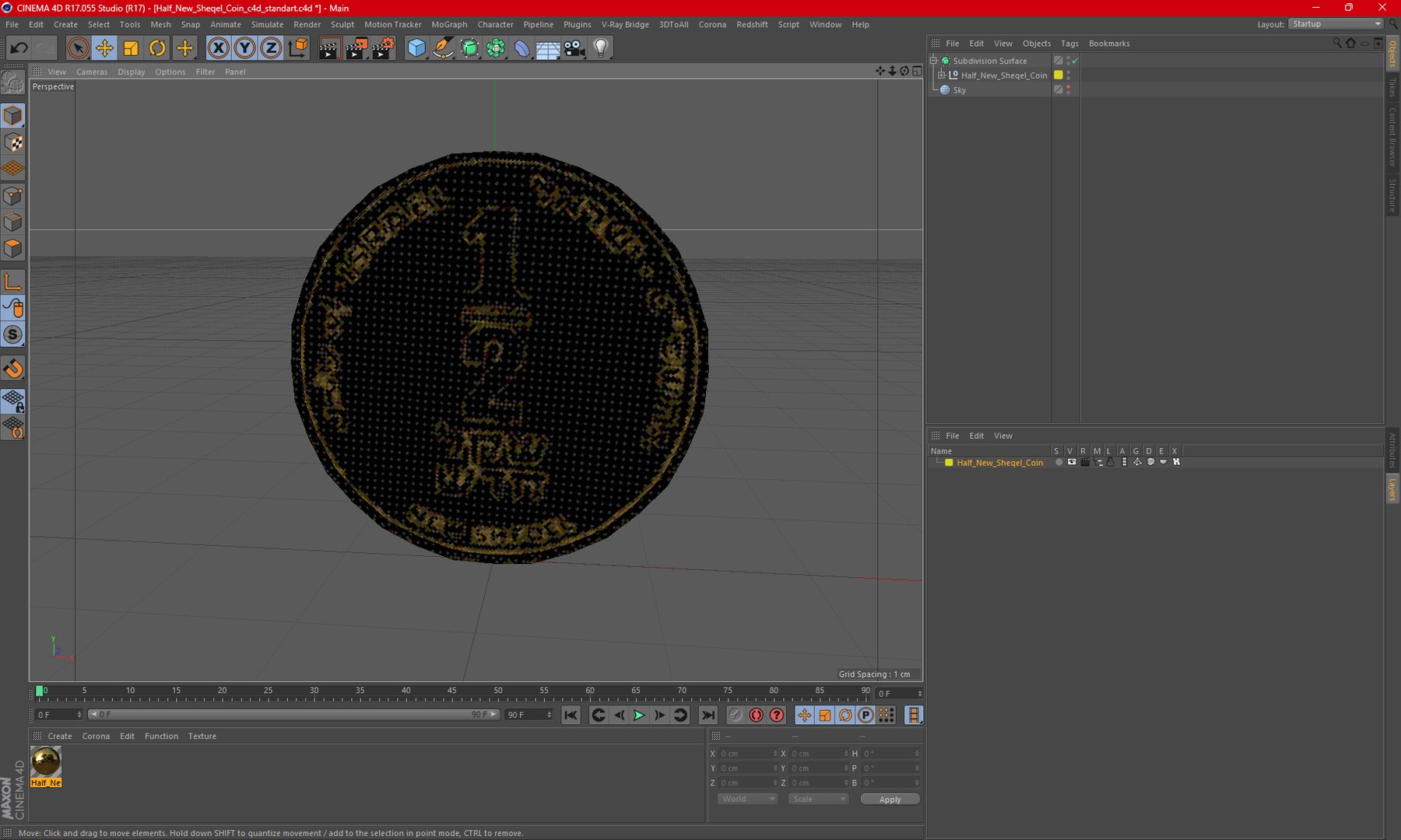 3D Model Half New Sheqel Coin - TurboSquid 2192789