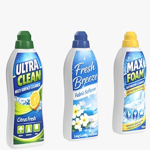 3D Household Detergent Bottle Mockups model