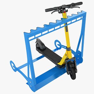 Scooter Parking Rack with Electric Scooter 08 3D model