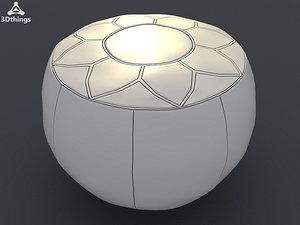traditional leather pouffe 3d model