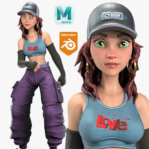 Cartoon Rigged Dance Girl-Supte Character 3D Model 3D model