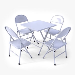 3D Square Folding Table With Folding Chair model
