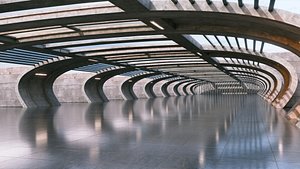 Modern Concrete Corridor Architectural Background - V1U1