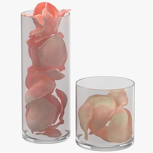 3D model rose petals glass holders