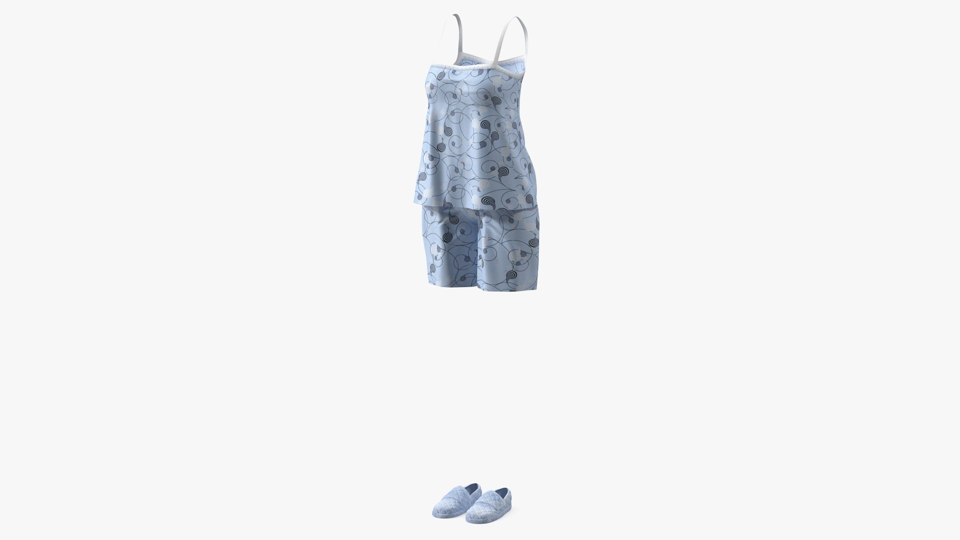 Women Sleeveless Pijama 3D model preview