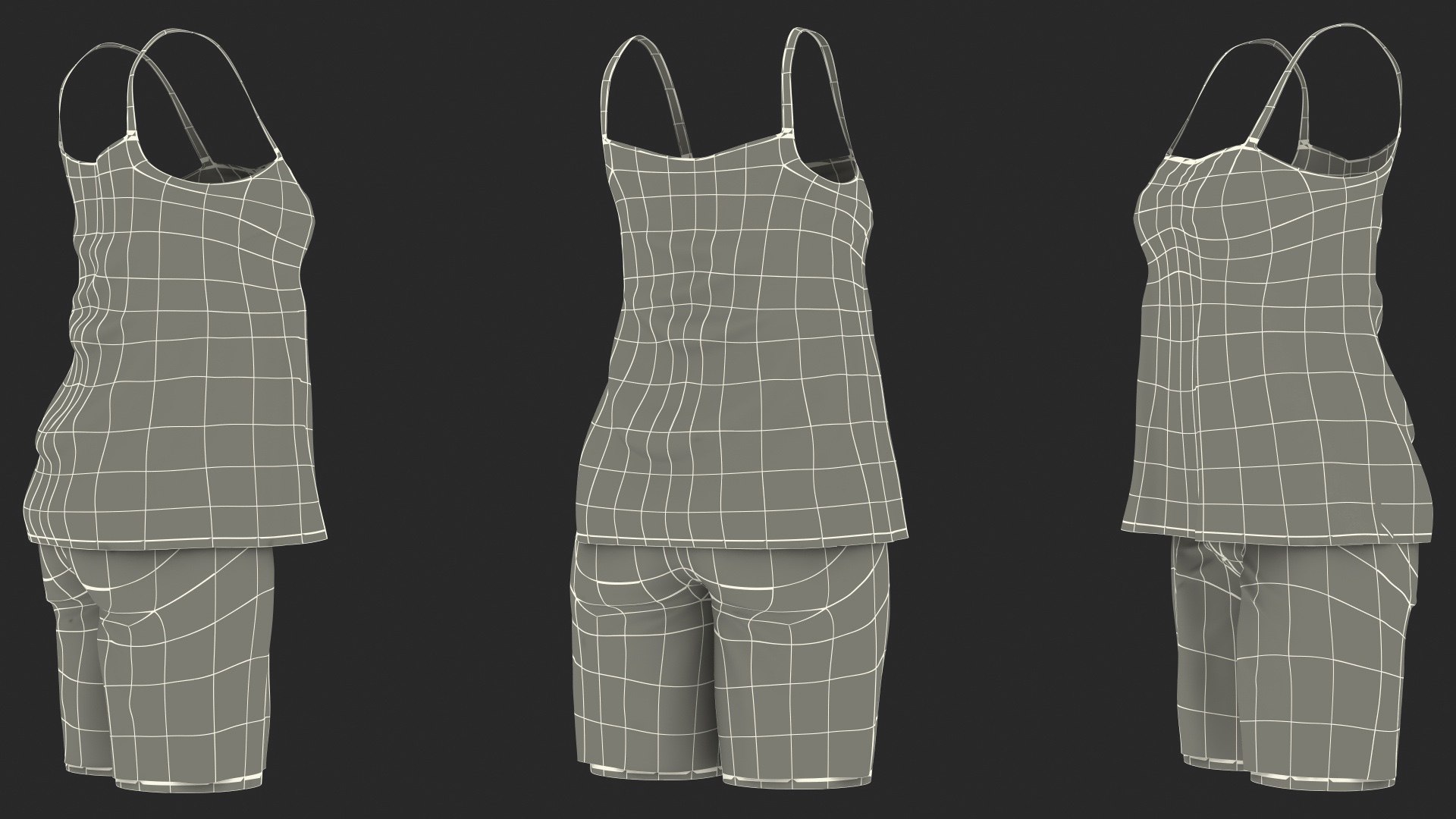 3D women sleeveless pijama model - TurboSquid 1601987