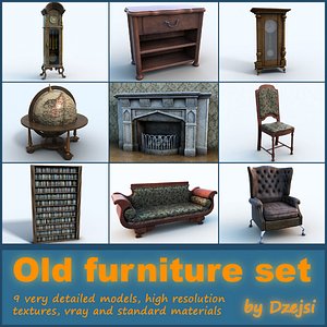 set old furniture sofa armchair 3d max