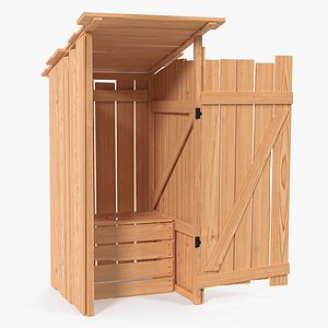 rustic wooden outhouse toilet 3D