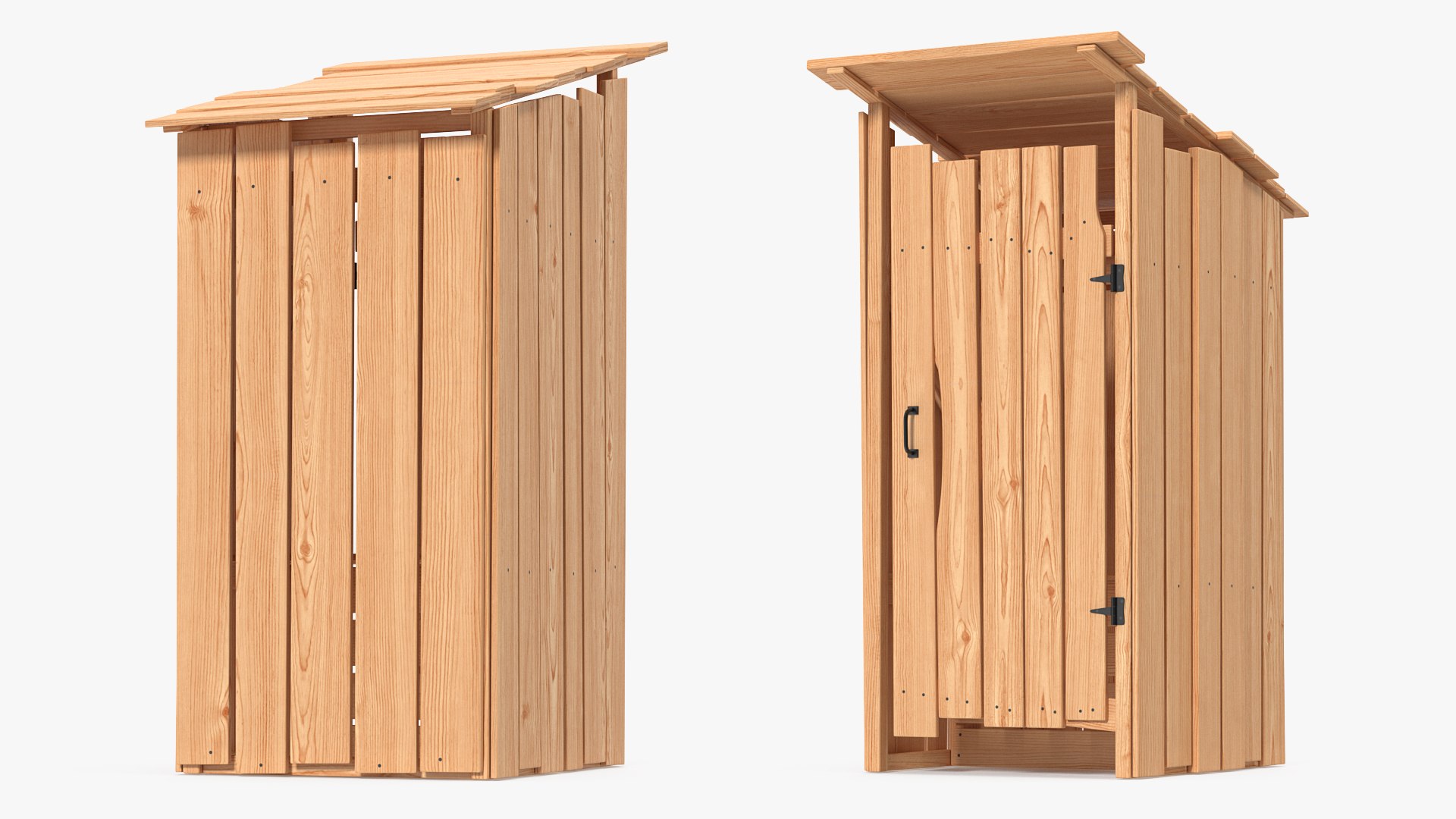 Rustic Wooden Outhouse Toilet 3D model preview