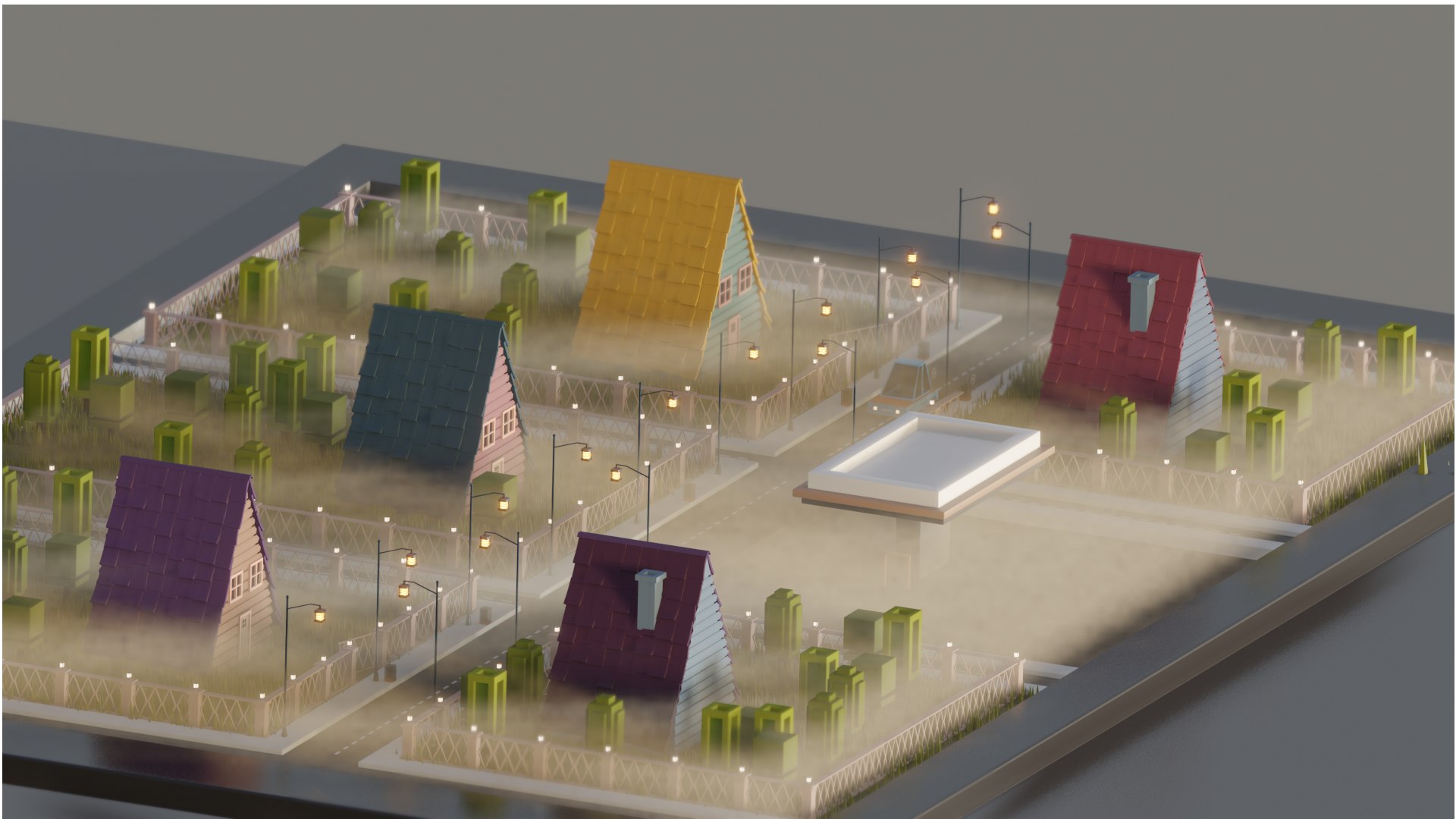 模块化可爱小镇3d模型