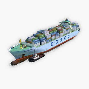 cargo ship cosco tugboat 3D model