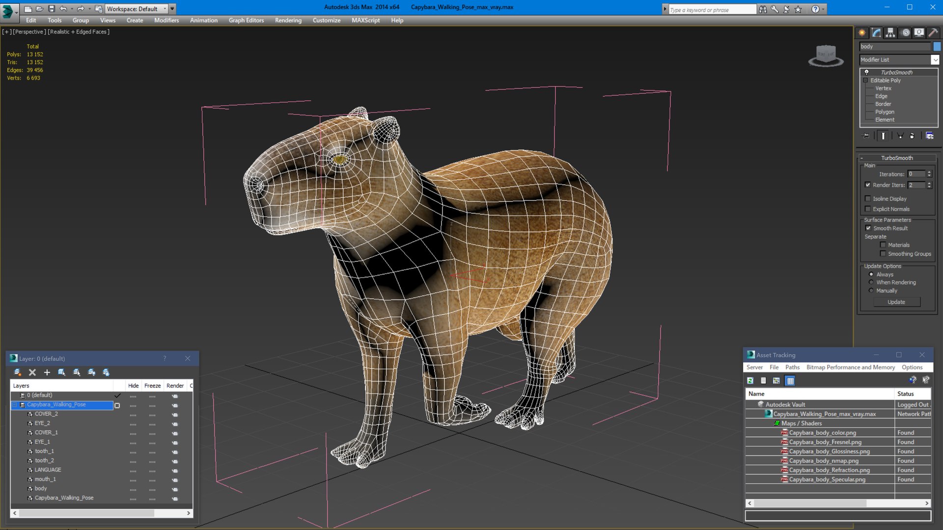 Pose de caminhada de capivara Modelo 3D $129 - .max - Free3D