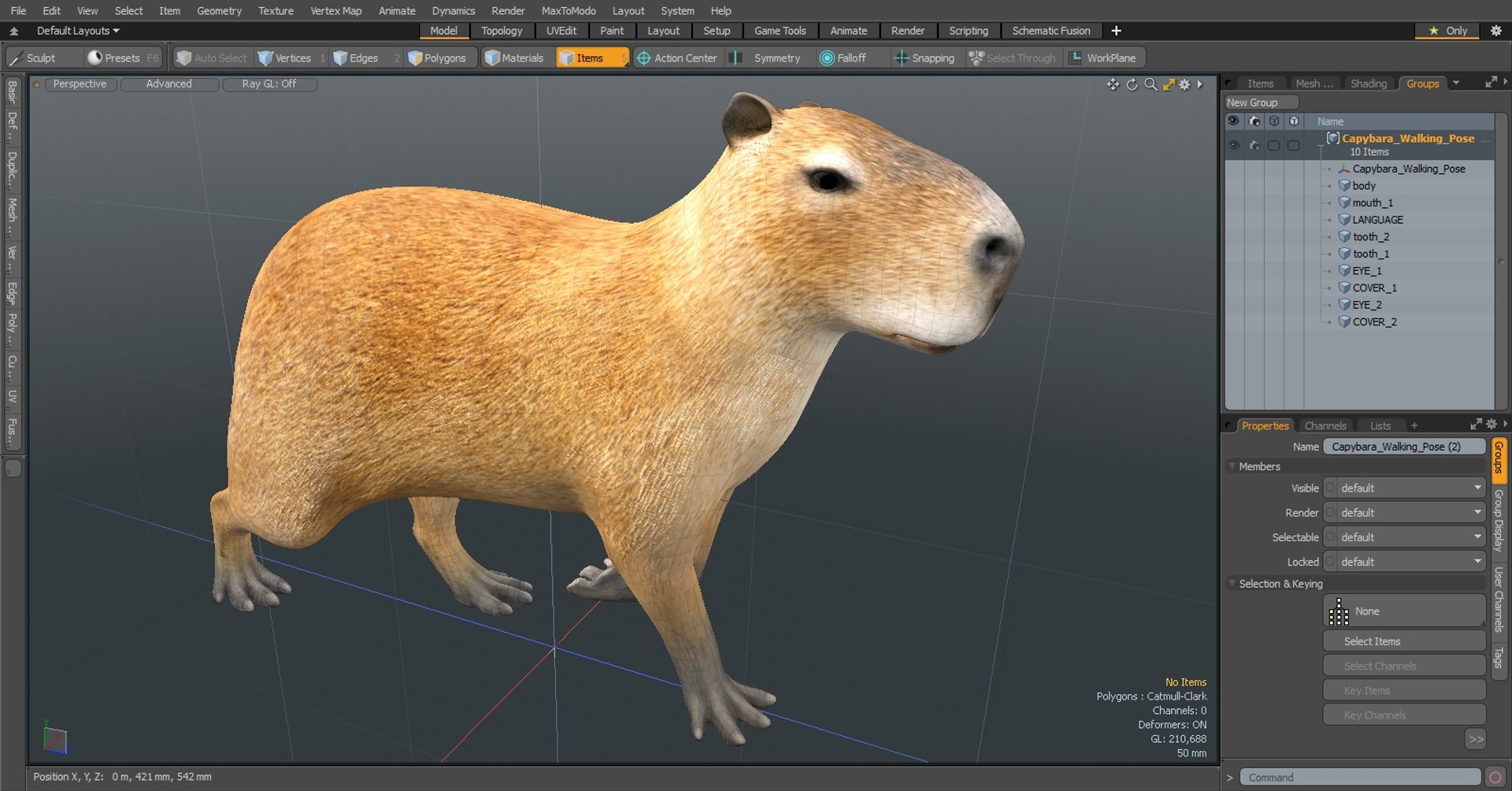 Pose de caminhada de capivara Modelo 3D $129 - .max - Free3D