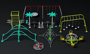 Kids Outdoor Playground Equipment Pack PBR Game Ready model