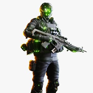 Cyberpunk Green-G Robot 3D model