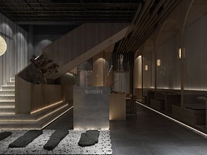Modern Wabi Sabi Japanese Sushi Restaurant Izakaya Interior 3D Model model