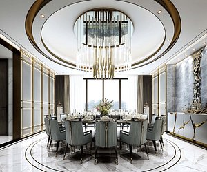 3D Collection of Premium Restaurant Private Dining Room model