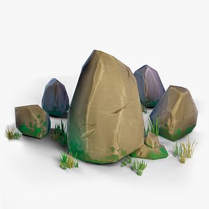 3D Set of 10 Stylized Rocks