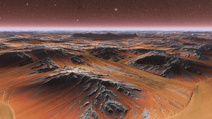 Mars Plate with crater in center realistic scene PBR