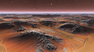 Mars Plate with crater in center realistic scene PBR