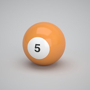 Pool Snooker Ball Number 5 Orange 3D