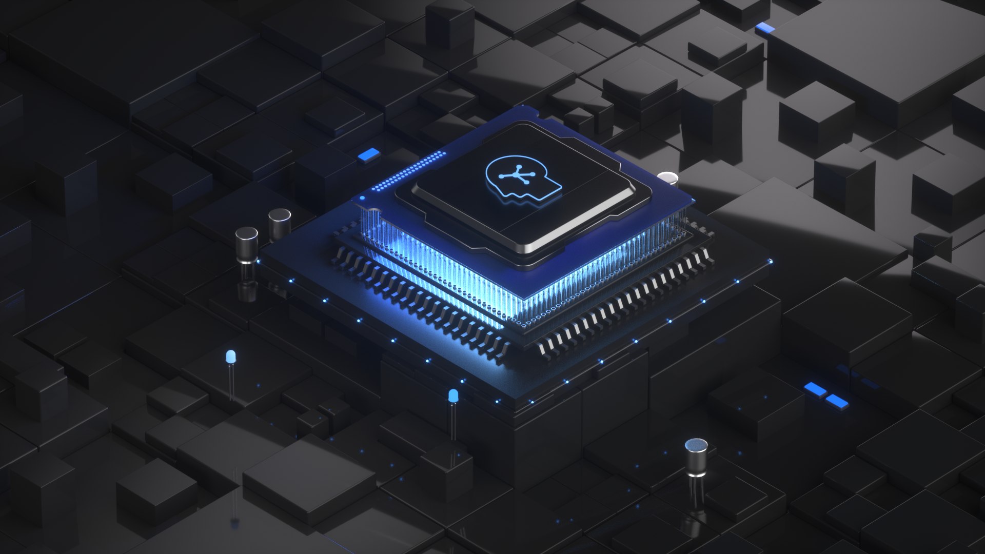 C4D Octane CPU Chip Core Capacitance Scifi Circuit Board 3 3D Model ...