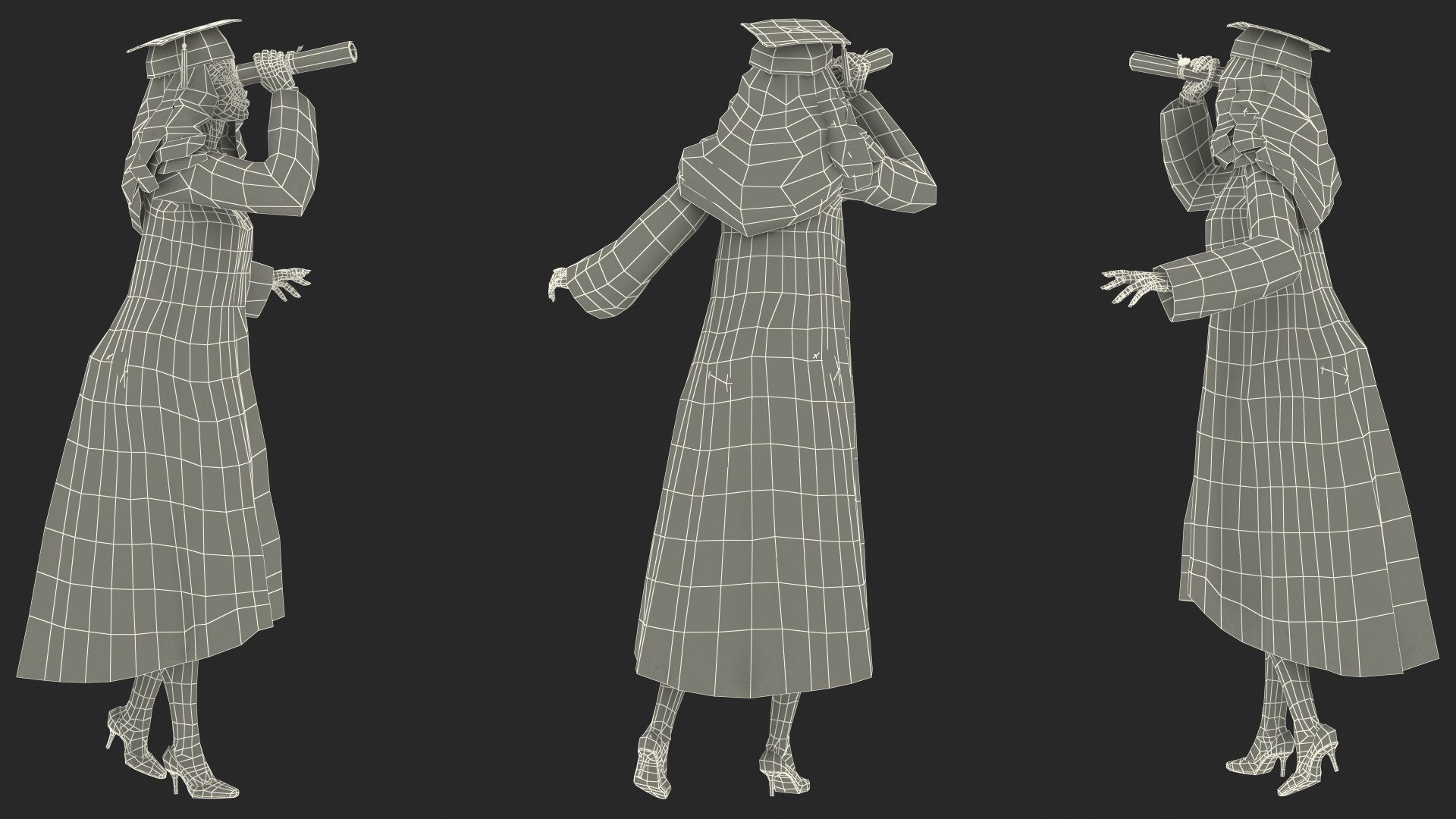 3D dark skin graduation gown - TurboSquid 1669429