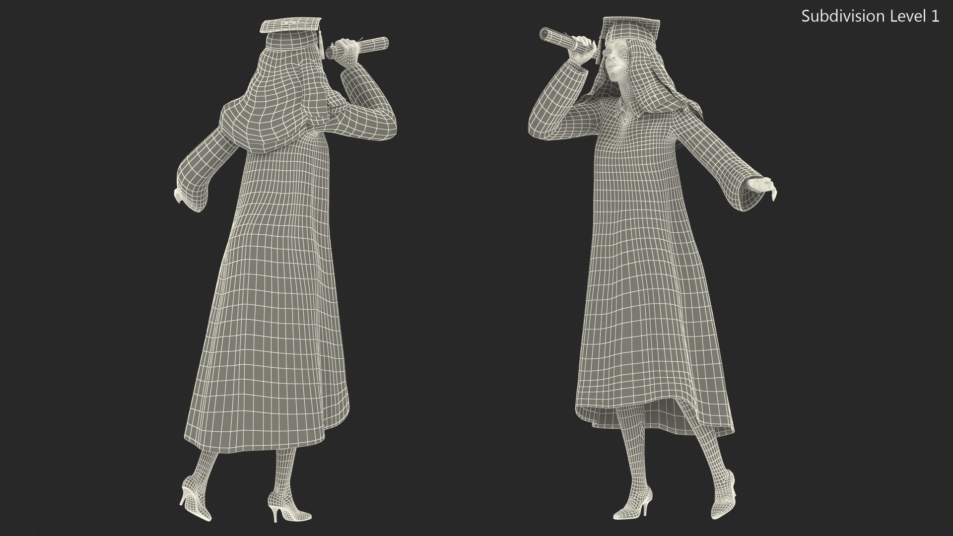 3D dark skin graduation gown - TurboSquid 1669429