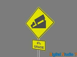 3d steep incline sign model