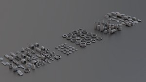 3D Kitbash Pack 150 PIECES