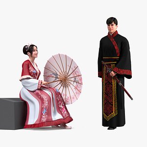 Rigged Traditional Style Chinese Man and Woman Collection