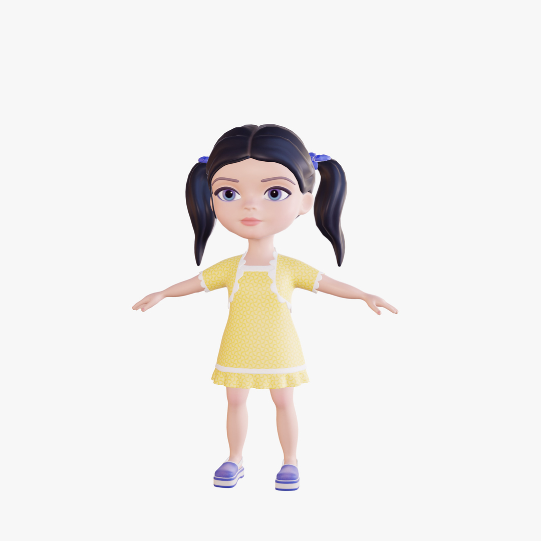 Girl brunette cartoon character model - TurboSquid 1759056