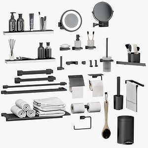 3D Hansgrohe set of bathroom accessories and decor