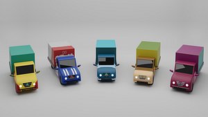 Stylized low poly truck pack