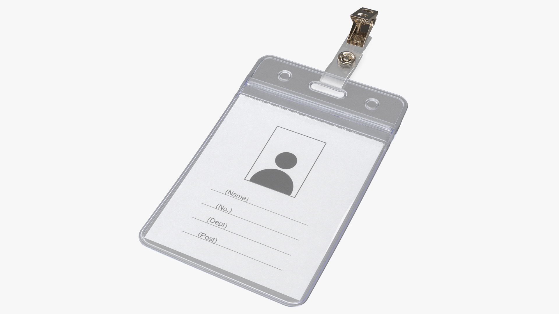 Vertical ID Badge Holder with Clip 3D model preview