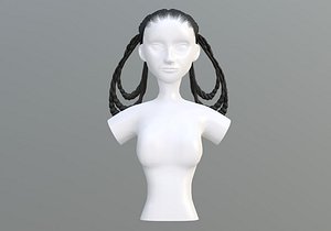Braids Stylized Hair 3D model