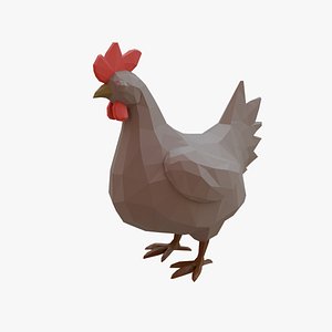 3D Hen low poly model