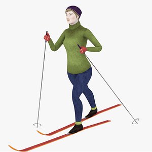 Skier Girl Cartoon Animated