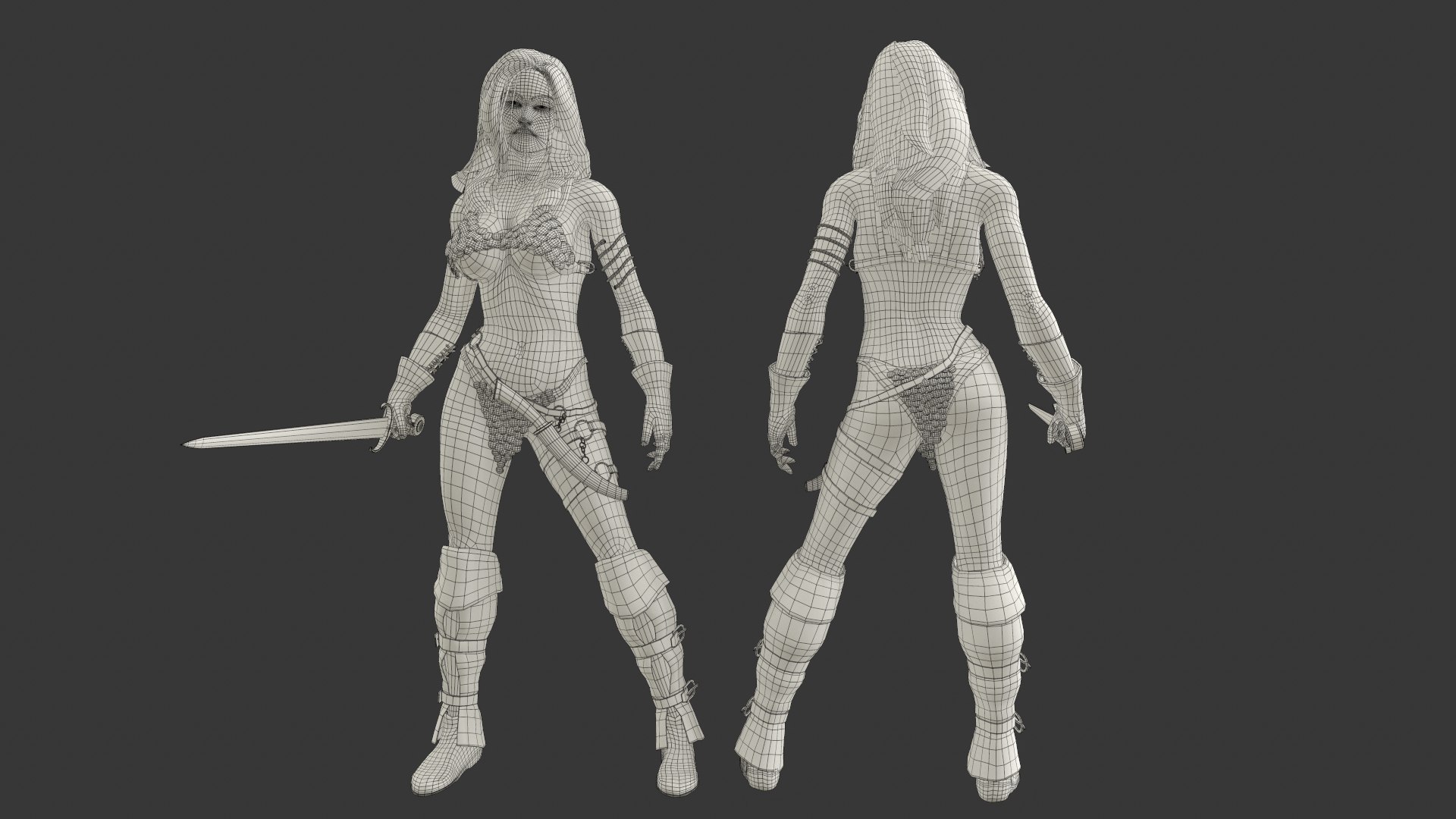 3d Female Warrior Model Turbosquid 1738230