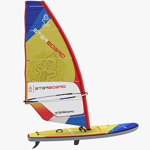 Windsurfing Board With Sail 02 3D